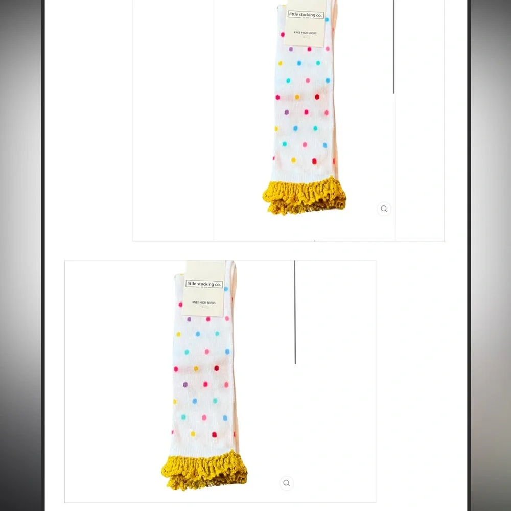 Bundle of 2 white dotted high knee lace socks